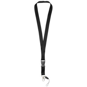 Sagan Lanyard mit abnehmbarer Schnalle und Handyband - schwarz