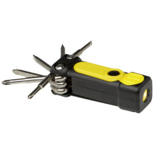Octo 8-in-1 Schraubenzieher-Set aus recyceltem RCS Kunststoff mit Taschenlampe - gelb