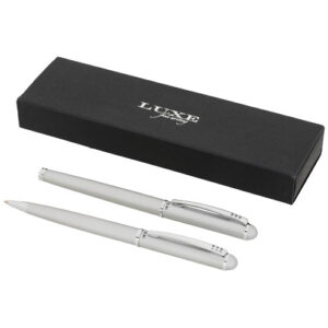 Kugelschreiber Set (schwarze Mine) - silber