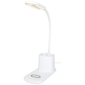 Bright Schreibtischlampe und Organizer mit kabellosem Ladegerät - weiss