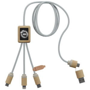SCX.design C49 5-in-1 Ladekabel mit Leuchtlogo - hellbraun