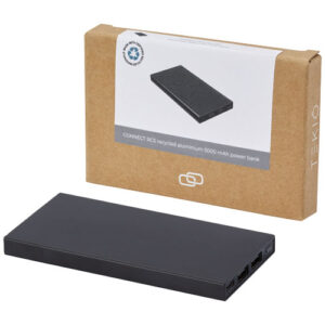 Connect 5000 mAh Powerbank aus recyceltem Aluminium - schwarz