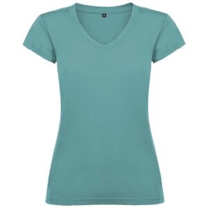 Victoria T-Shirt mit V-Ausschnitt für Damen - Staubiges Blau, 3XL