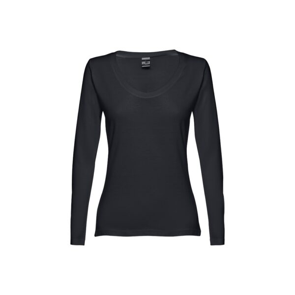 THC BUCHAREST WOMEN. Langärmeliges tailliertes T-Shirt für Frauen aus Baumwolle - schwarz, XXL