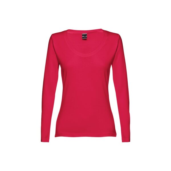THC BUCHAREST WOMEN. Langärmeliges tailliertes T-Shirt für Frauen aus Baumwolle - rot, XXL