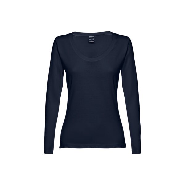 THC BUCHAREST WOMEN. Langärmeliges tailliertes T-Shirt für Frauen aus Baumwolle - dunkelblau, XXL