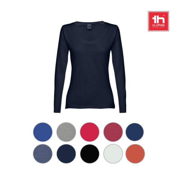 THC BUCHAREST WOMEN. Langärmeliges tailliertes T-Shirt für Frauen aus Baumwolle
