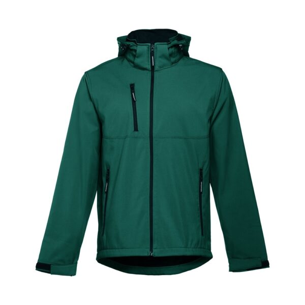THC ZAGREB. Herren-Softshell-Jacke aus Polyester und Elastan - dunkelgrün, XXL