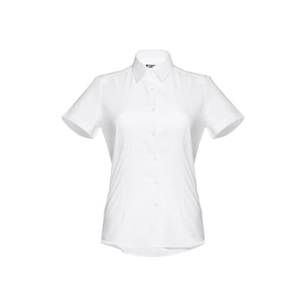 THC LONDON WOMEN WH. Kurzärmeliges Oxford-Hemd für Damen. Weiße Farbe - weiss, XXL