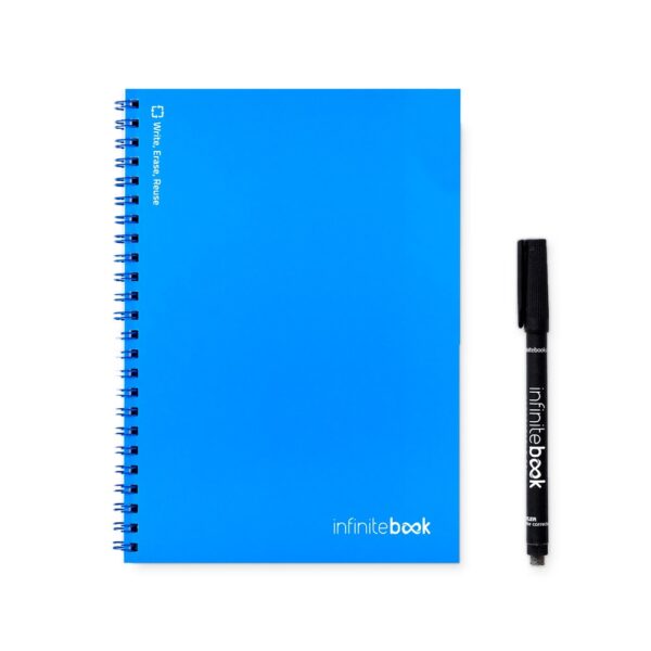 INFINITEBOOK PLAIN A5. "Infinitebook" mit flexiblem Einband und 15 unlinierten Whiteboard Seiten - Königsblau