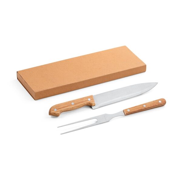 SALSA. Grill-Set aus Bambus und Edelstahl 2-teilig bestehend aus einer Grillgabel und einem Messer - Natürlich