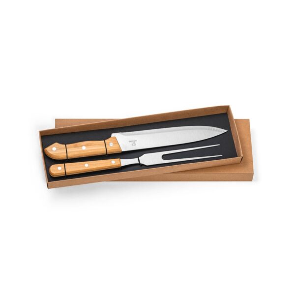 SALSA. Grill-Set aus Bambus und Edelstahl 2-teilig bestehend aus einer Grillgabel und einem Messer