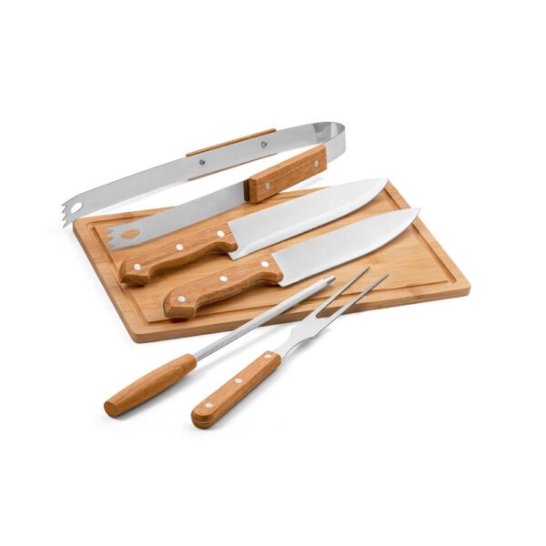 FLARE. Grill-Set aus Holz und Edelstahl, 5-teilig - schwarz