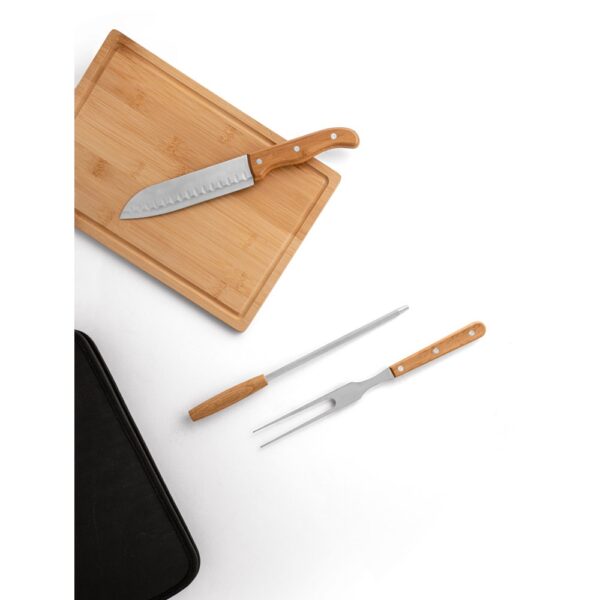 FLARE. Grill-Set aus Holz und Edelstahl, 5-teilig