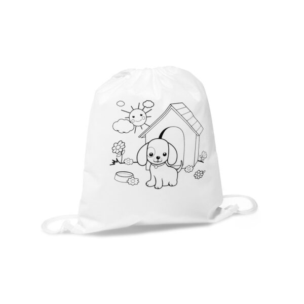DRAWS. Kinder-Kordelbeutel zum Ausmalen (80 g/m²) - weiss