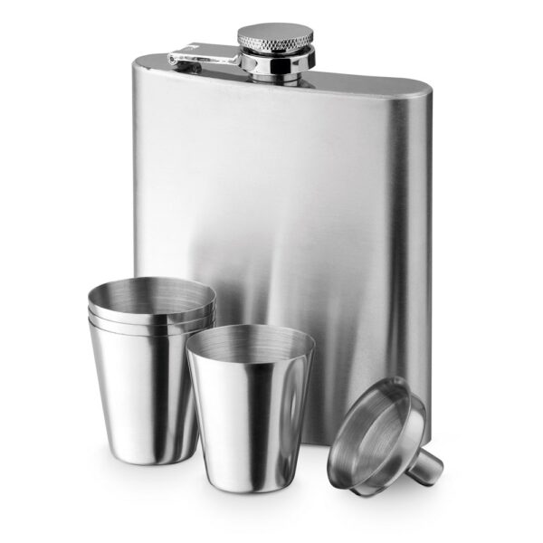 NOVAK. Set aus Edelstahlflasche und Gläsern 200 mL - silber, 200 mL, 20mL