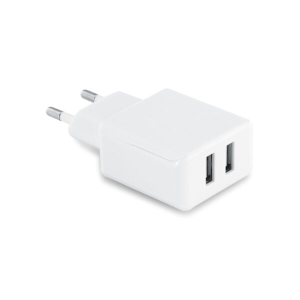 REDI. USB-Adapter aus ABS mit 2 Ausgängen - weiss