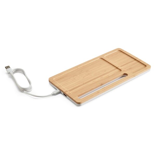 MOTT. Schreibtisch-Organizer mit 15W wireless Ladegerät aus Bambus und ABS - Natürlich