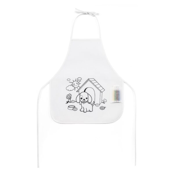 NILO. Kinderschürze zum Ausmalen aus Vliesstoff (80 g/m²) - weiss