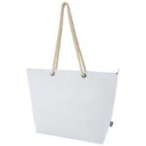 Panama Strandkühltasche mit Kordelgriffen aus recyceltem GRS-Material, 23L - weiss