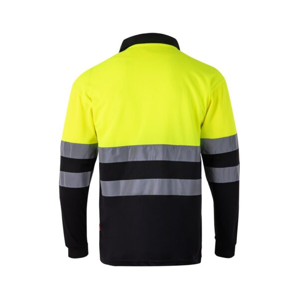 VL VULCAN. Zweifarbiges Poloshirt im Bird-Eye-Design (160g/m²) mit langen Ärmeln, aus Polyester (100%)
