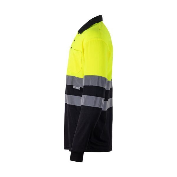 VL VULCAN. Zweifarbiges Poloshirt im Bird-Eye-Design (160g/m²) mit langen Ärmeln, aus Polyester (100%)