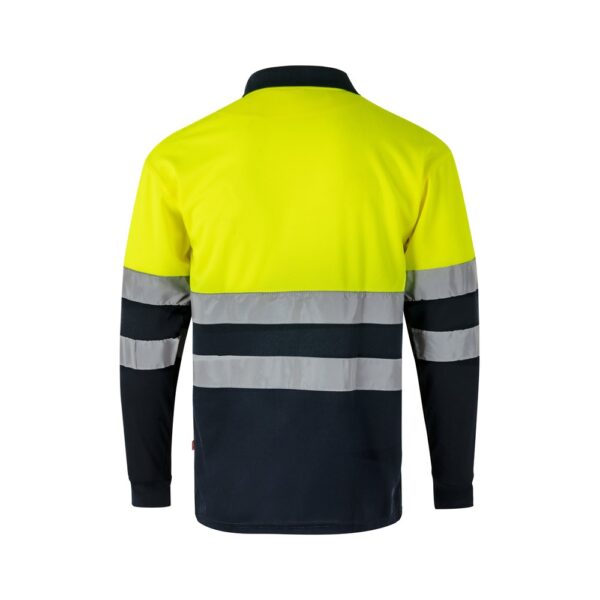 VL VULCAN. Zweifarbiges Poloshirt im Bird-Eye-Design (160g/m²) mit langen Ärmeln, aus Polyester (100%)