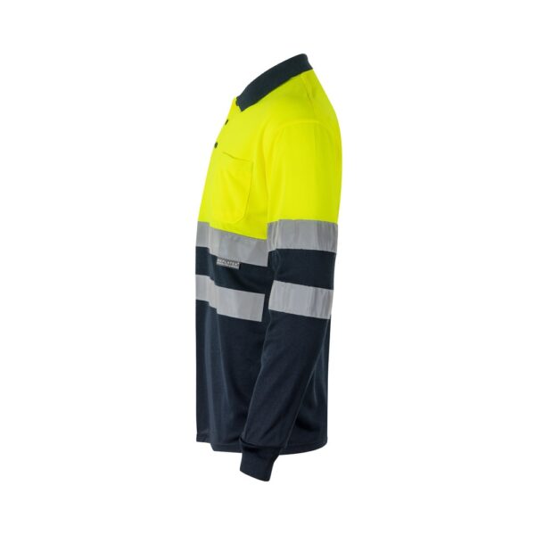 VL VULCAN. Zweifarbiges Poloshirt im Bird-Eye-Design (160g/m²) mit langen Ärmeln, aus Polyester (100%)