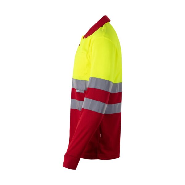 VL VULCAN. Zweifarbiges Poloshirt im Bird-Eye-Design (160g/m²) mit langen Ärmeln, aus Polyester (100%)