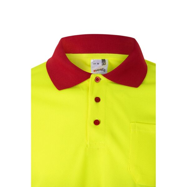 VL VULCAN. Zweifarbiges Poloshirt im Bird-Eye-Design (160g/m²) mit langen Ärmeln, aus Polyester (100%)