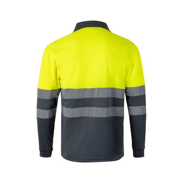 VL VULCAN. Zweifarbiges Poloshirt im Bird-Eye-Design (160g/m²) mit langen Ärmeln, aus Polyester (100%)