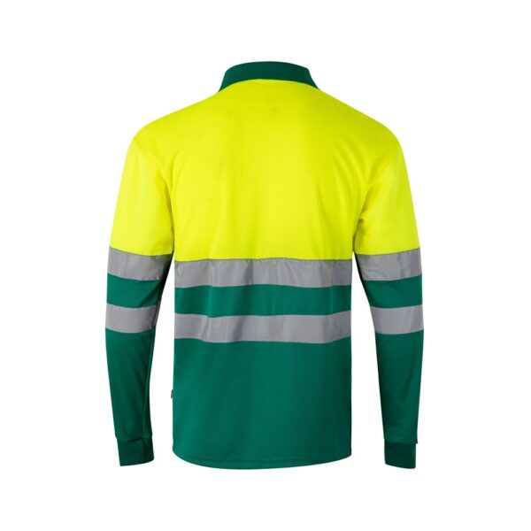 VL VULCAN. Zweifarbiges Poloshirt im Bird-Eye-Design (160g/m²) mit langen Ärmeln, aus Polyester (100%)