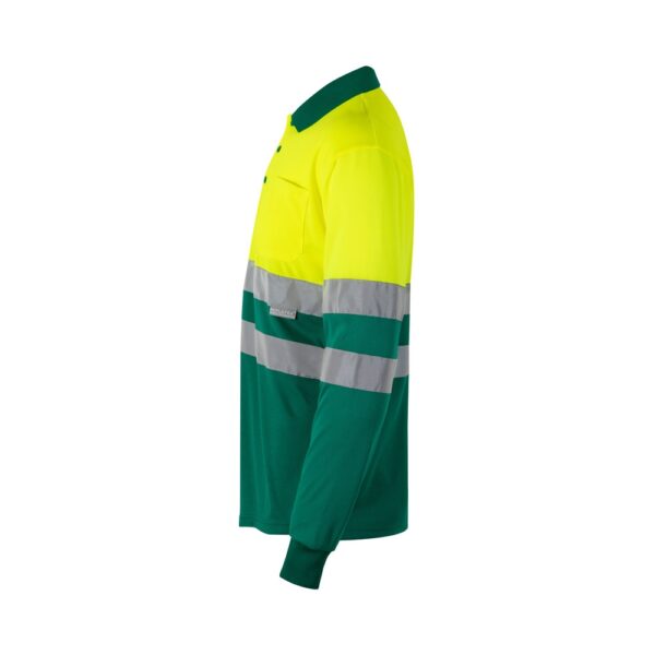 VL VULCAN. Zweifarbiges Poloshirt im Bird-Eye-Design (160g/m²) mit langen Ärmeln, aus Polyester (100%)