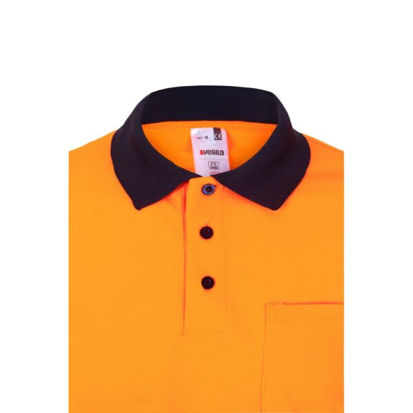 VL VULCAN. Zweifarbiges Poloshirt im Bird-Eye-Design (160g/m²) mit langen Ärmeln, aus Polyester (100%)