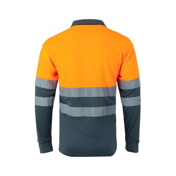 VL VULCAN. Zweifarbiges Poloshirt im Bird-Eye-Design (160g/m²) mit langen Ärmeln, aus Polyester (100%)