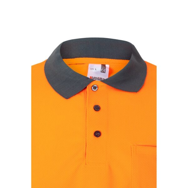 VL VULCAN. Zweifarbiges Poloshirt im Bird-Eye-Design (160g/m²) mit langen Ärmeln, aus Polyester (100%)