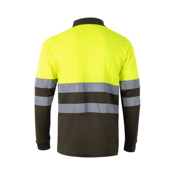 VL VULCAN. Zweifarbiges Poloshirt im Bird-Eye-Design (160g/m²) mit langen Ärmeln, aus Polyester (100%)