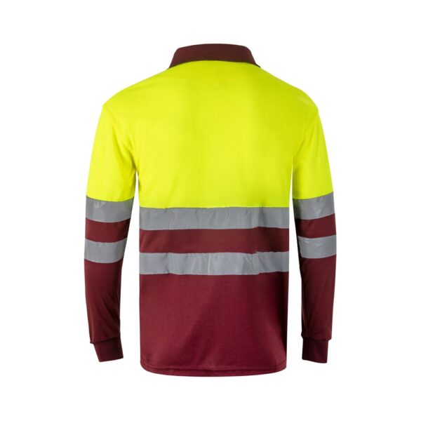VL VULCAN. Zweifarbiges Poloshirt im Bird-Eye-Design (160g/m²) mit langen Ärmeln, aus Polyester (100%)