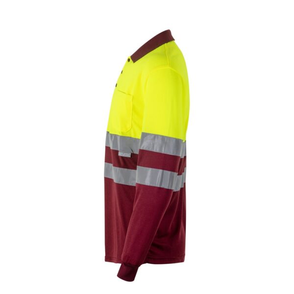 VL VULCAN. Zweifarbiges Poloshirt im Bird-Eye-Design (160g/m²) mit langen Ärmeln, aus Polyester (100%)