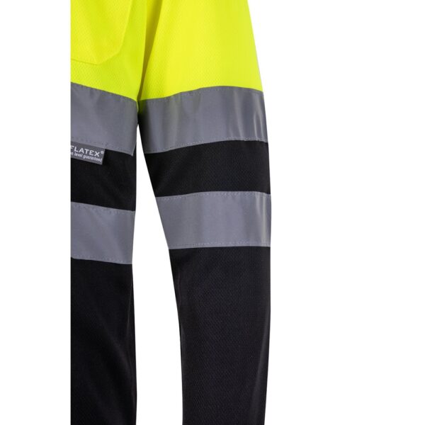 VL VULCAN LARGE. Zweifarbiges Poloshirt im Bird-Eye-Design (160g/m²) mit langen Ärmeln, aus Polyester (100%)