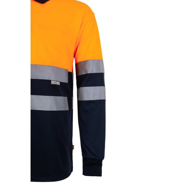 VL VULCAN LARGE. Zweifarbiges Poloshirt im Bird-Eye-Design (160g/m²) mit langen Ärmeln, aus Polyester (100%)