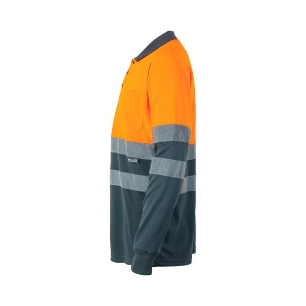 VL VULCAN LARGE. Zweifarbiges Poloshirt im Bird-Eye-Design (160g/m²) mit langen Ärmeln, aus Polyester (100%)