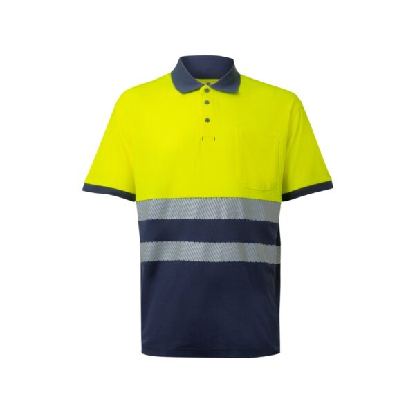 VL ACHELOUS. Zweifarbiges Piqué-Poloshirt (150g/m²) mit kurzen Ärmeln, aus Baumwolle (55%) und Polyester (45%) - Marineblau, XL