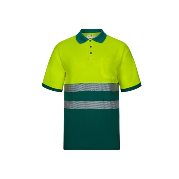 VL ACHELOUS. Zweifarbiges Piqué-Poloshirt (150g/m²) mit kurzen Ärmeln, aus Baumwolle (55%) und Polyester (45%) - grün, XL
