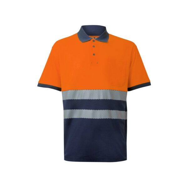 VL ACHELOUS. Zweifarbiges Piqué-Poloshirt (150g/m²) mit kurzen Ärmeln, aus Baumwolle (55%) und Polyester (45%) - Marineblau, XL