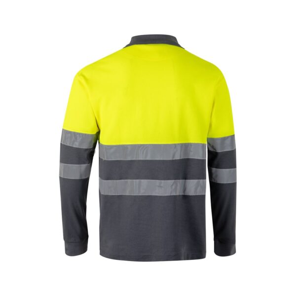 VL PLUTO LARGE. Zweifarbiges Piqué-Poloshirt (150g/m²) mit langen Ärmeln, aus Baumwolle (55%) und Polyester (45%)