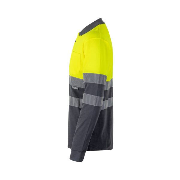 VL PLUTO LARGE. Zweifarbiges Piqué-Poloshirt (150g/m²) mit langen Ärmeln, aus Baumwolle (55%) und Polyester (45%)