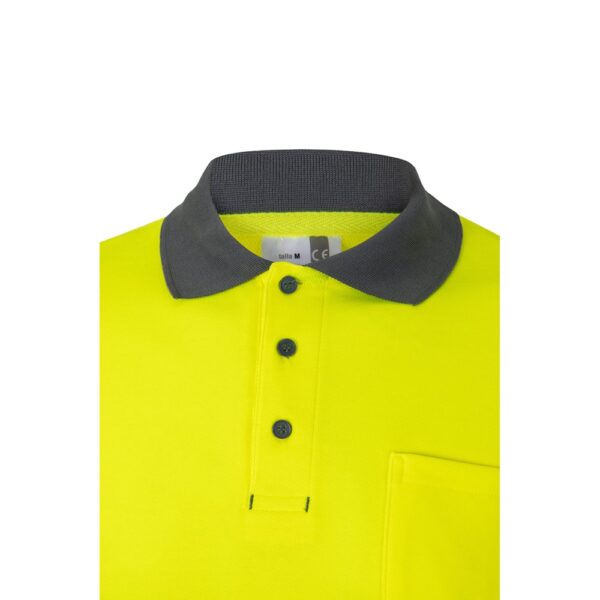 VL PLUTO LARGE. Zweifarbiges Piqué-Poloshirt (150g/m²) mit langen Ärmeln, aus Baumwolle (55%) und Polyester (45%)