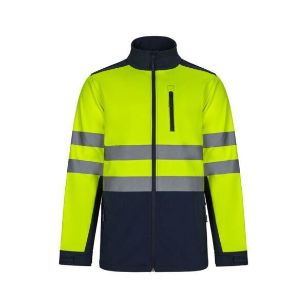VL HESTIA LARGE. Zweifarbige Softshell-Jacke (280 g/m²), mit Fleece-Futter und TPU-Membran, aus Polyester (96 %) und Elasthan (4 %) - Marineblau, 5XL