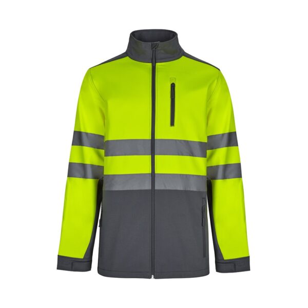 VL HESTIA LARGE. Zweifarbige Softshell-Jacke (280 g/m²), mit Fleece-Futter und TPU-Membran, aus Polyester (96 %) und Elasthan (4 %) - grau, 5XL
